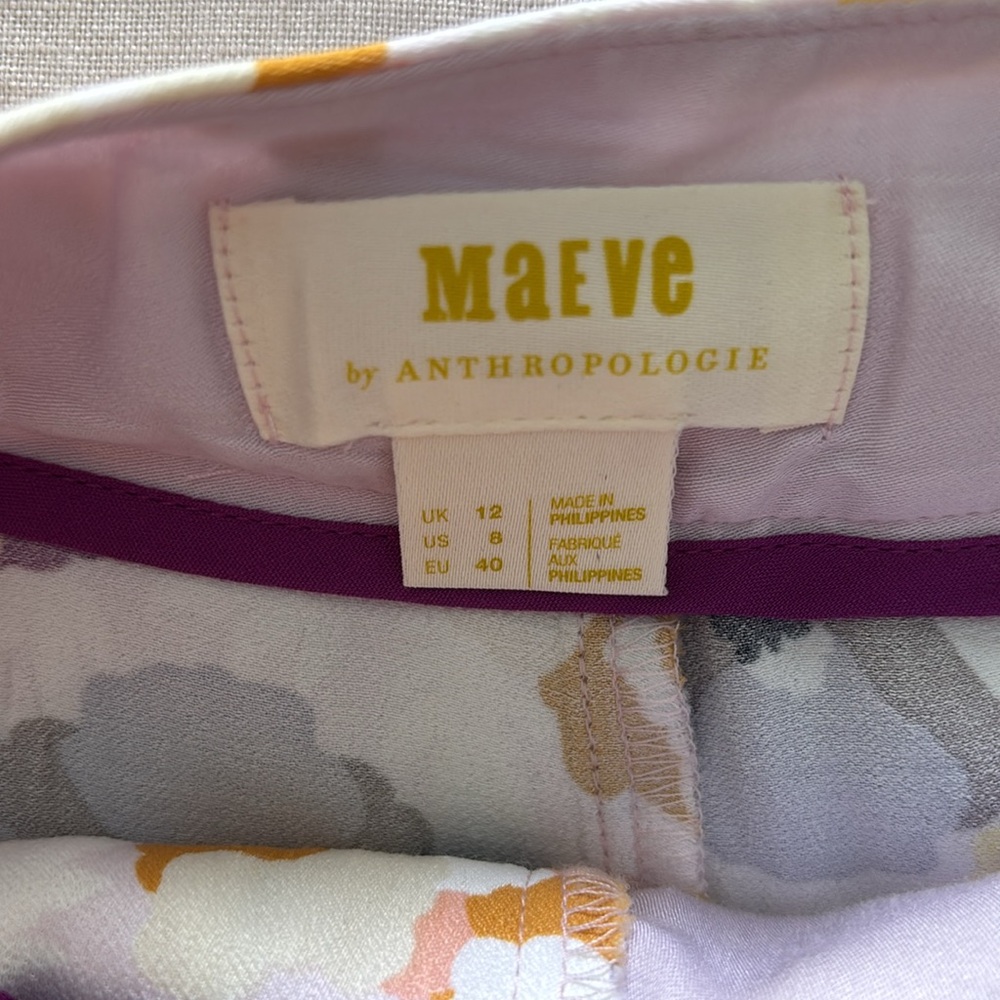 Anthropologie Maeve Floral Pants in Purple and Yellow - Picture 6 of 6